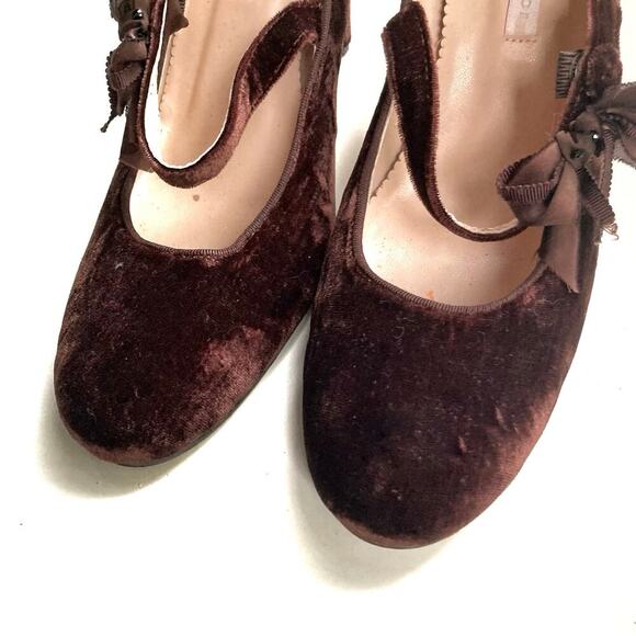 Rebecca Taylor Velvet Mary Jane Heels with Bow Romantic Fall Holiday Party Pumps - Picture 7 of 16